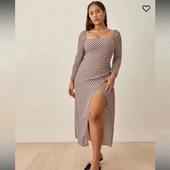 Reformation Dresses & Skirts - NWT!! Reformation - Hilda Midi Dress In Plaza Print - Size 0 - Purple/Brown